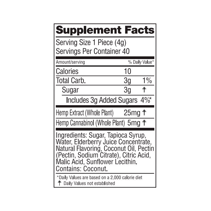 WYLD CBD + CBN ELDERBERRY GUMMIES 1000mg CBD/200mg CBN 40 Pieces