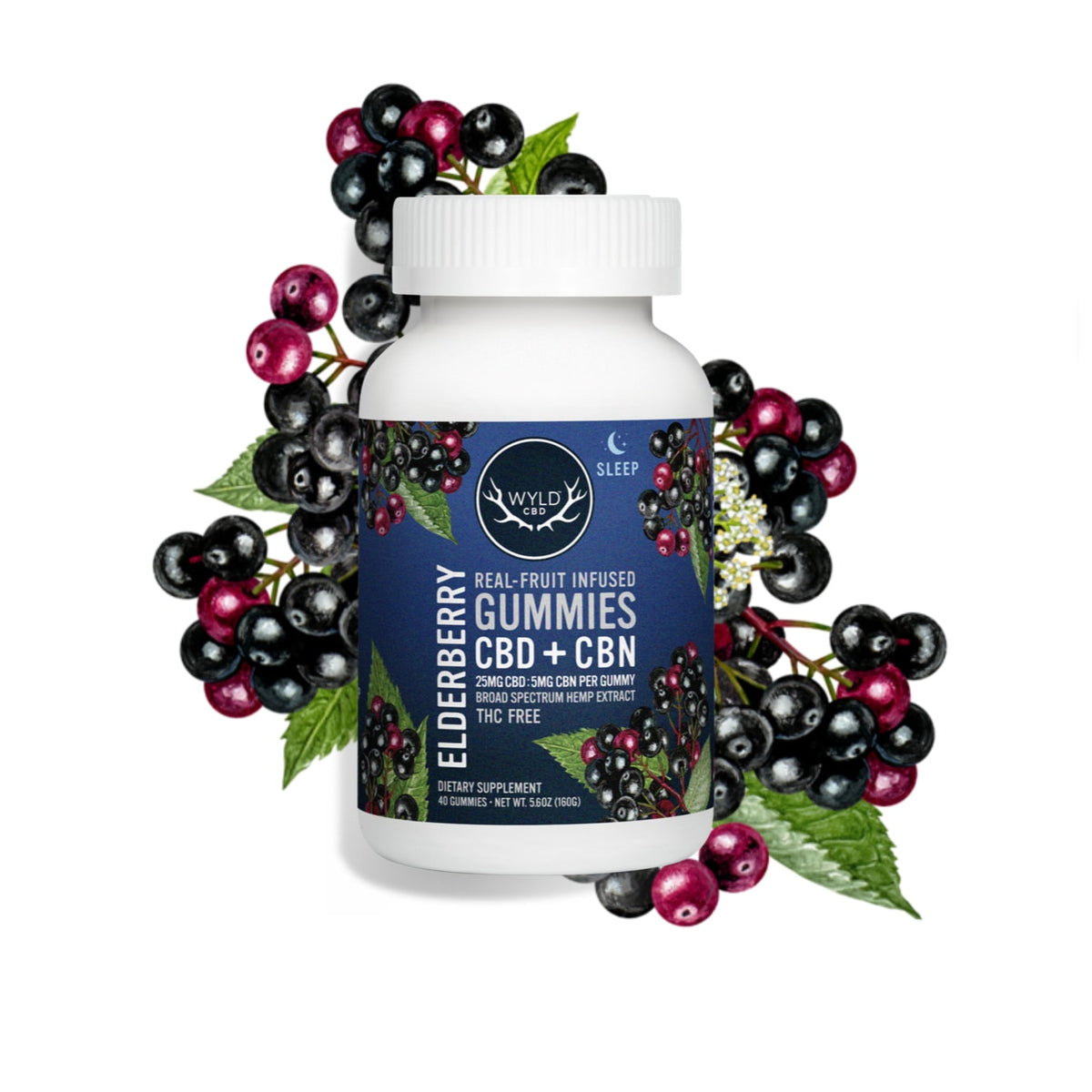 WYLD CBD + CBN ELDERBERRY GUMMIES 1000mg CBD/200mg CBN 40 Pieces