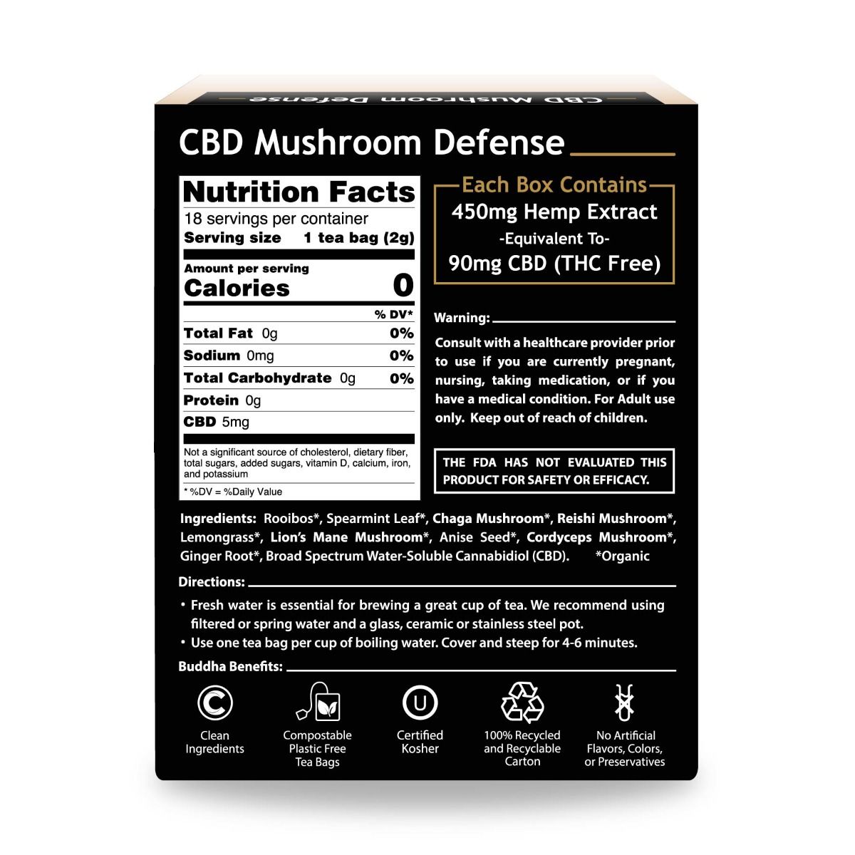 Buddha Teas CBD Mushroon Defense 18 Tea Bags