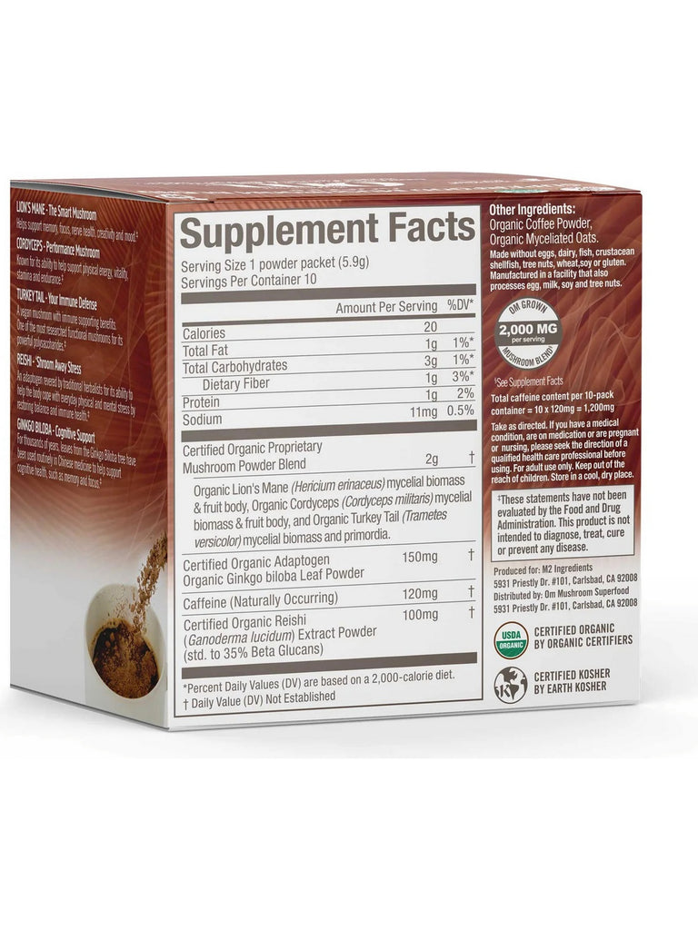 Om Mushrooms, Mushroom Coffee Blend, 10 Packets, .21 oz (5.9 g) Each