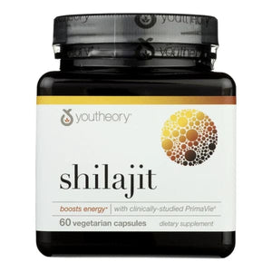 Youtheory Shilajit - 500 mg Shilajit Capsules - Energy Supplement - Shilajit Supports Stamina & Endurance - Pure Himalayan Shilajit - Gluten, Dairy & Soy Free - 60 Vegetarian Capsules