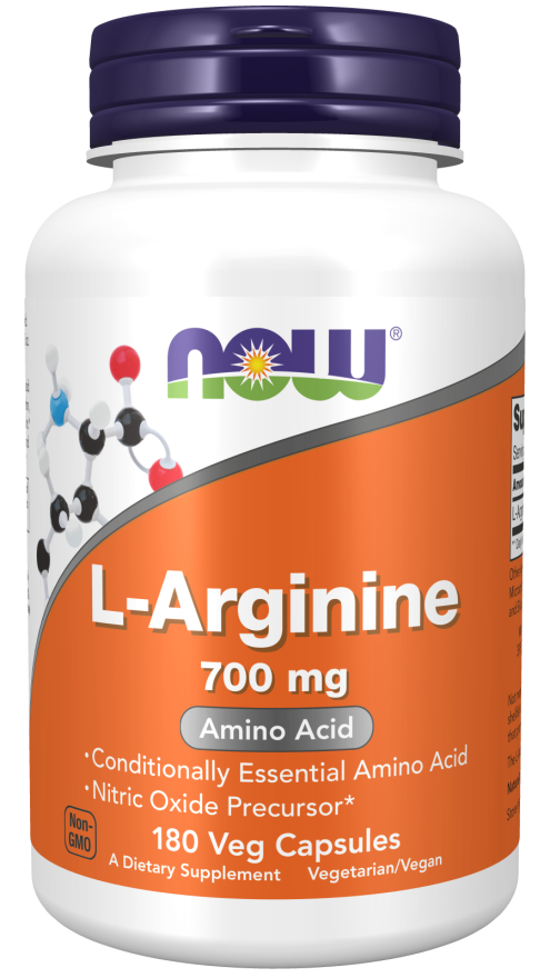 NOW Foods Supplements, L-Arginine 700 mg, Nitric Oxide Precursor*, Amino Acid, 180 Veg Capsules