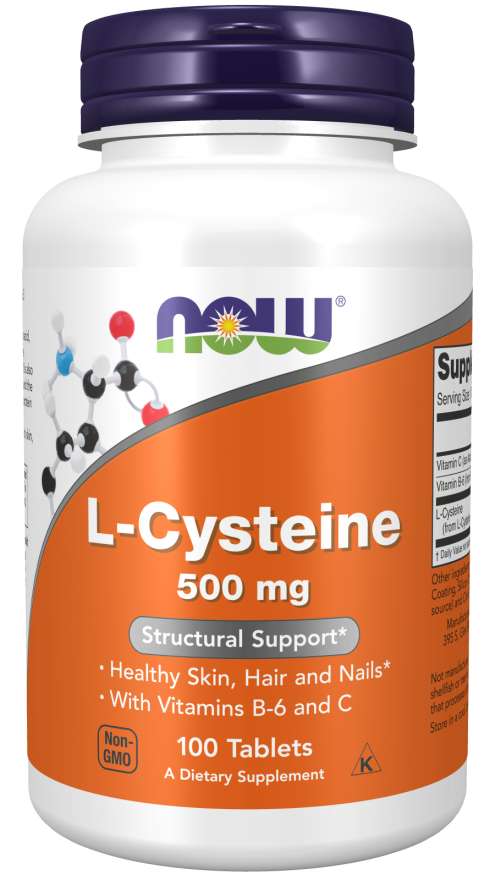 NOW Foods Supplements, L-Cysteine 500 mg with Vitamins B-6 and C, Structural Support*, 100 Tablets