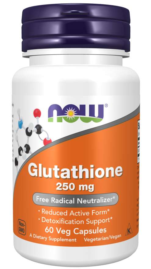 NOW Foods Supplements, Glutathione 250 mg, Detoxification Support*, Free Radical Neutralizer*, 60 Veg Capsules