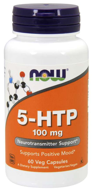 NOW Foods Supplements, 5-HTP (5-hydroxytryptophan) 100 mg, Neurotransmitter Support*, 60 Veg Capsules
