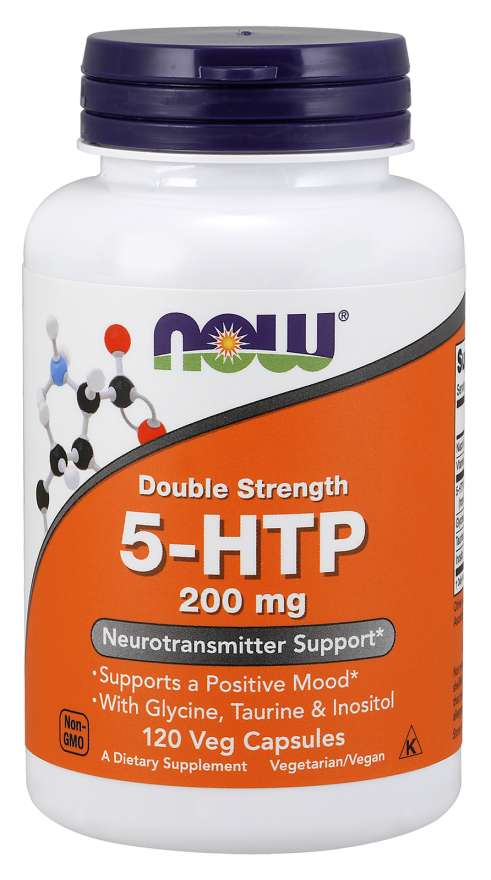 NOW Supplements, 5-HTP (5-hydroxytryptophan) 200 mg, Double Strength, Neurotransmitter Support*, 120 Veg Capsules
