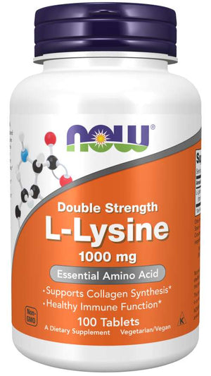 NOW Foods Supplements, (L-Lysine Hydrochloride) 1,000 mg, Double Strength, Amino Acid, 100 Tablets