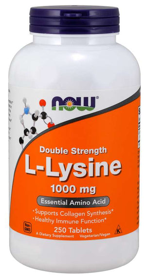 NOW Double Strength L-Lysine, 1000 mg, 250 Tablets