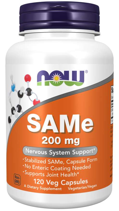 NOW Foods Supplements, SAMe (S-Adenosyl-L-Methionine)200 mg, Nervous System Support*, 120 Veg Capsules