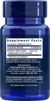 Life Extension Optimized Saffron, saffron extract, saffron supplement that helps you fight the urge to snack, non-GMO, gluten-free, vegetarian, 60 vegetarian capsules