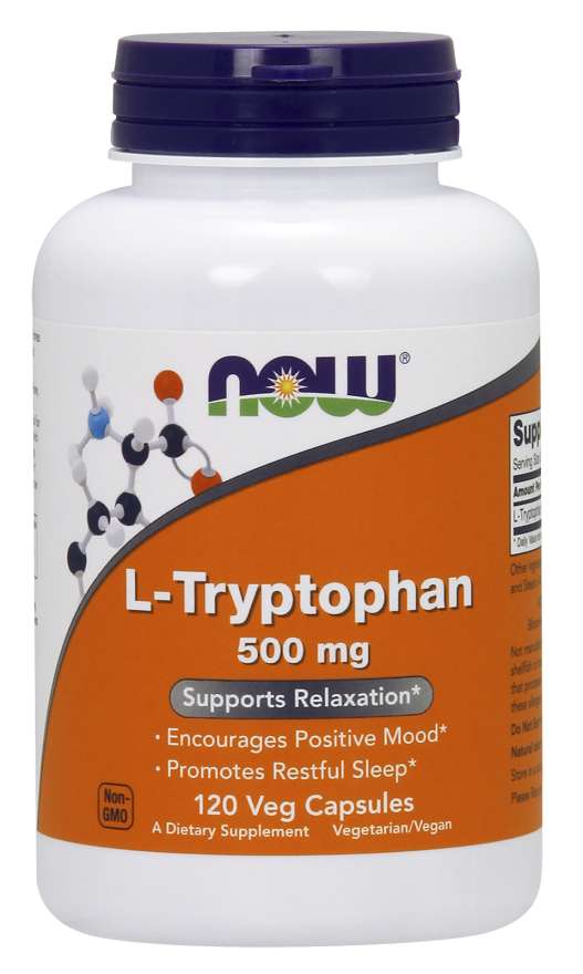 NOW Foods Supplements, L-Tryptophan 500 mg, Encourages Positive Mood*, Supports Relaxation*, 120 Veg Capsules