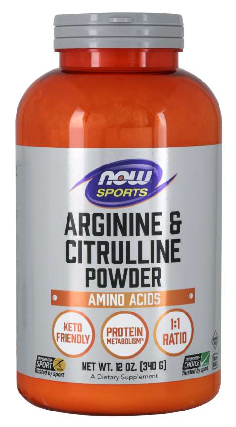 NOW Foods Sports Nutrition, Arginine &amp; Citrulline Powder, 1:1 Ratio, Amino Acid, 12-Ounce