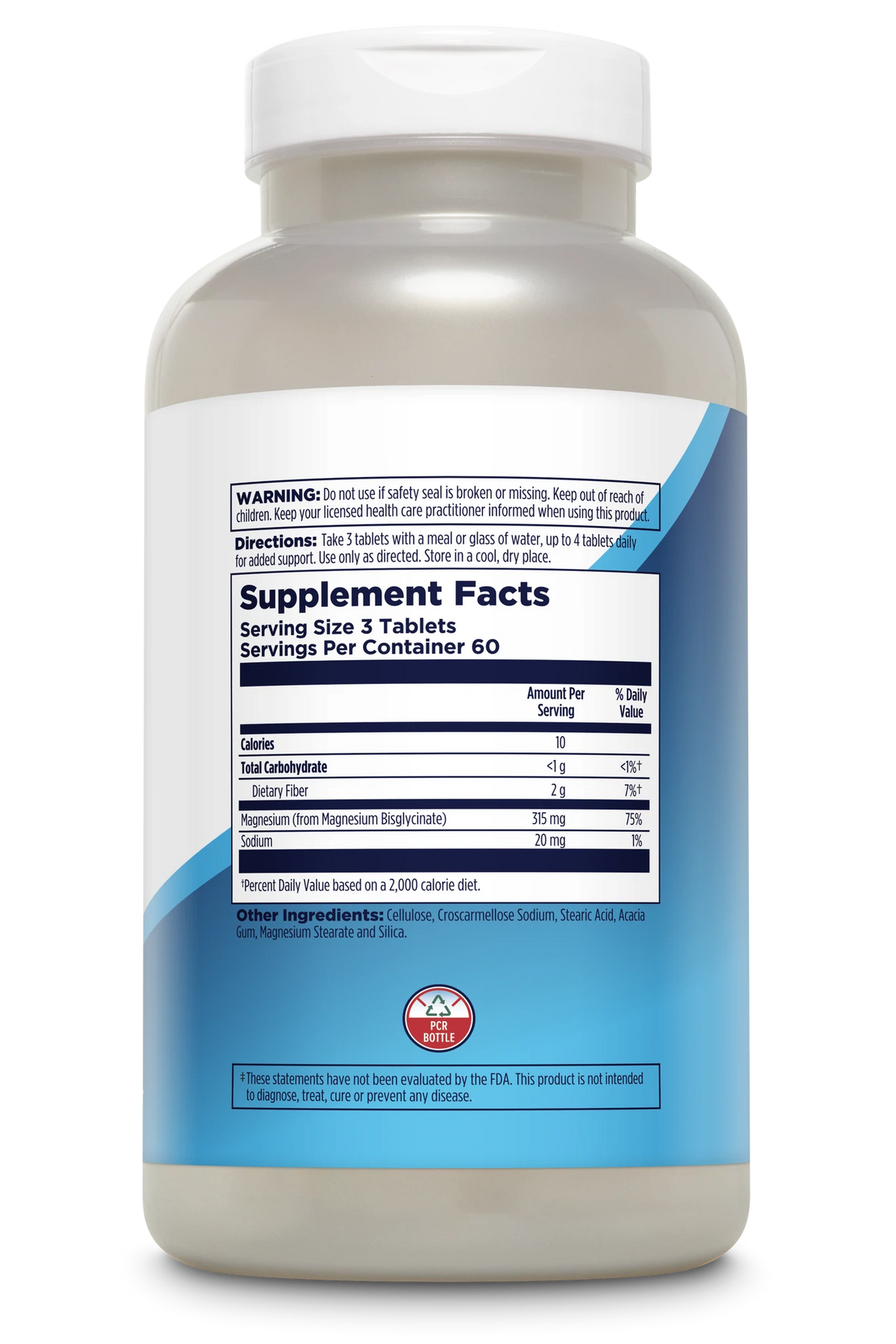 KAL Chelated Magnesium Bisglycinate, Magnesium Supplement for Relaxation, Bone Health, Nerve & Muscle Function Support*, High Absorption, Gentle Digestion, Vegan, Gluten Free, 60 Servings, 180 Tablets