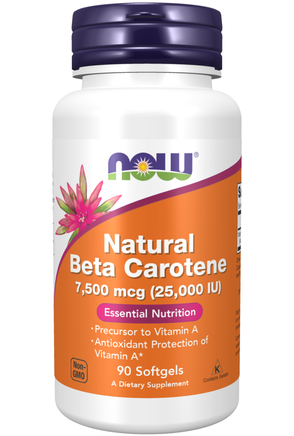 NOW Foods Supplements, Natural Beta Carotene 25,000 IU, Essential Nutrition, 90 Softgels