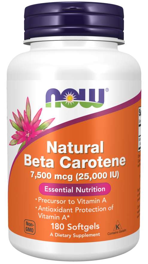 NOW Foods Supplements, Natural Beta Carotene 25,000 IU, Essential Nutrition, 180 Softgels