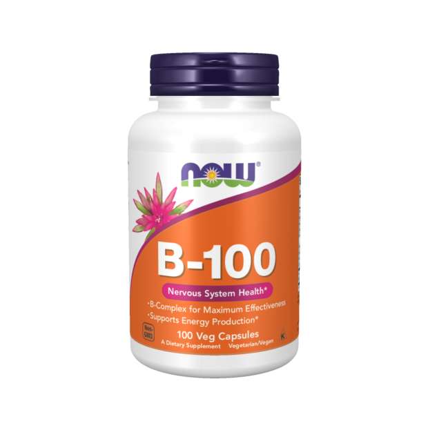 NOW Foods Supplements, Vitamin B-100, Energy Production*, Nervous System Health*, 100 Veg Capsules