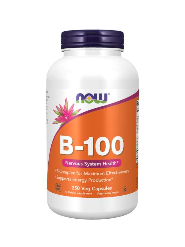 NOW Supplements, Vitamin B-100, Energy Production*, Nervous System Health*, 250 Veg Capsules