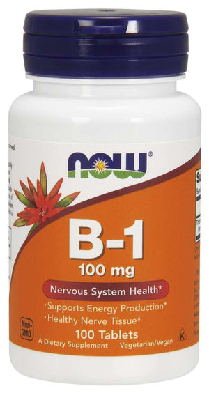 NOW Supplements, Vitamin B-1 100 mg, Energy Production*, Nervous System Health*, 100 Tablets