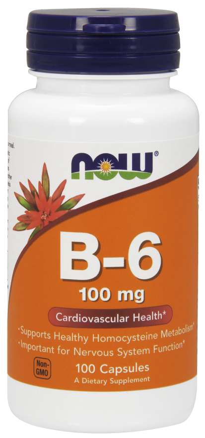 NOW Foods B-6, 100 mg, 100 Capsules
