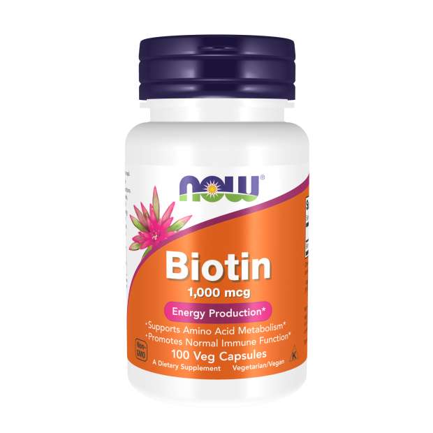 NOW Foods Supplements, Biotin 1,000 mcg, Amino Acid Metabolism*, Energy Production*, 100 Capsules