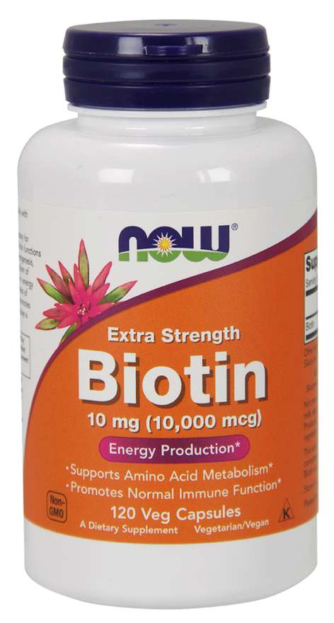 NOW Biotin Extra Strength, 10 mg, 120 Vegetarian Capsules