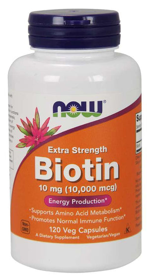 NOW Biotin Extra Strength, 10 mg, 120 Vegetarian Capsules