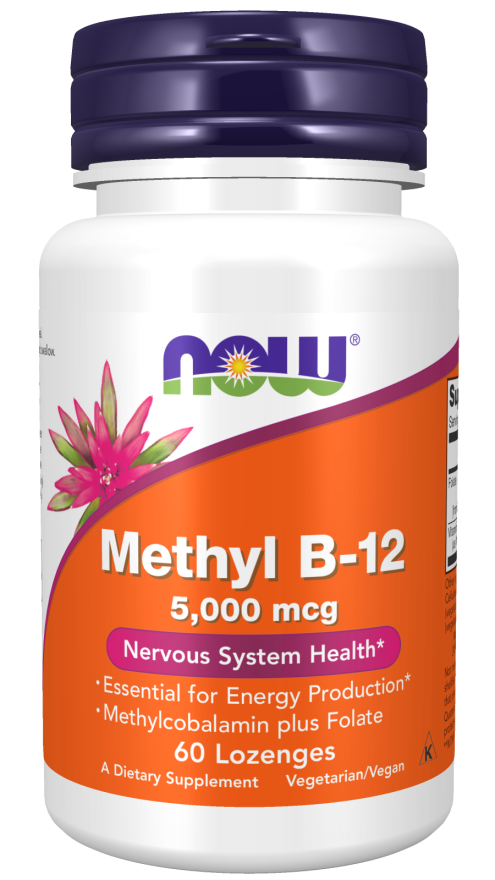 NOW Foods Supplements, Methyl B-12 (Methylcobalamin) 5,000 mcg, Nervous System Health*, 120 Lozenges