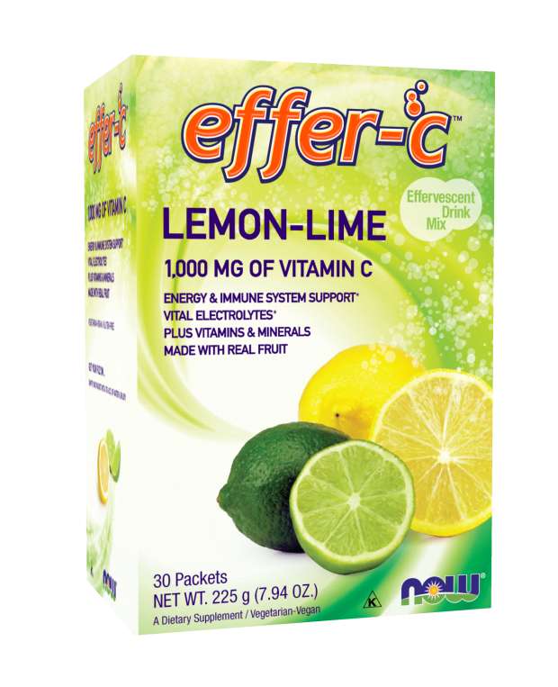 NOW Effer-C™ Effervescent Drink Mix Lemon-Lime, 30 Packets