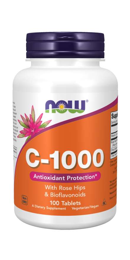 NOW C-1000 with Rose Hips &amp; Bioflavonoids, 100 Tablets