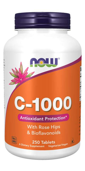 NOW C-1000 with Rose Hips & Bioflavonoids, 250 Tablets