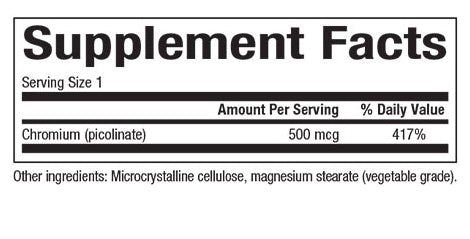 Natural Factors Chromium Picolinate, 500 mcg, 90 Tablets