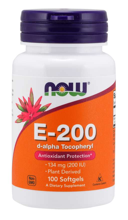 NOW Foods Natural E-200, 100 Softgels