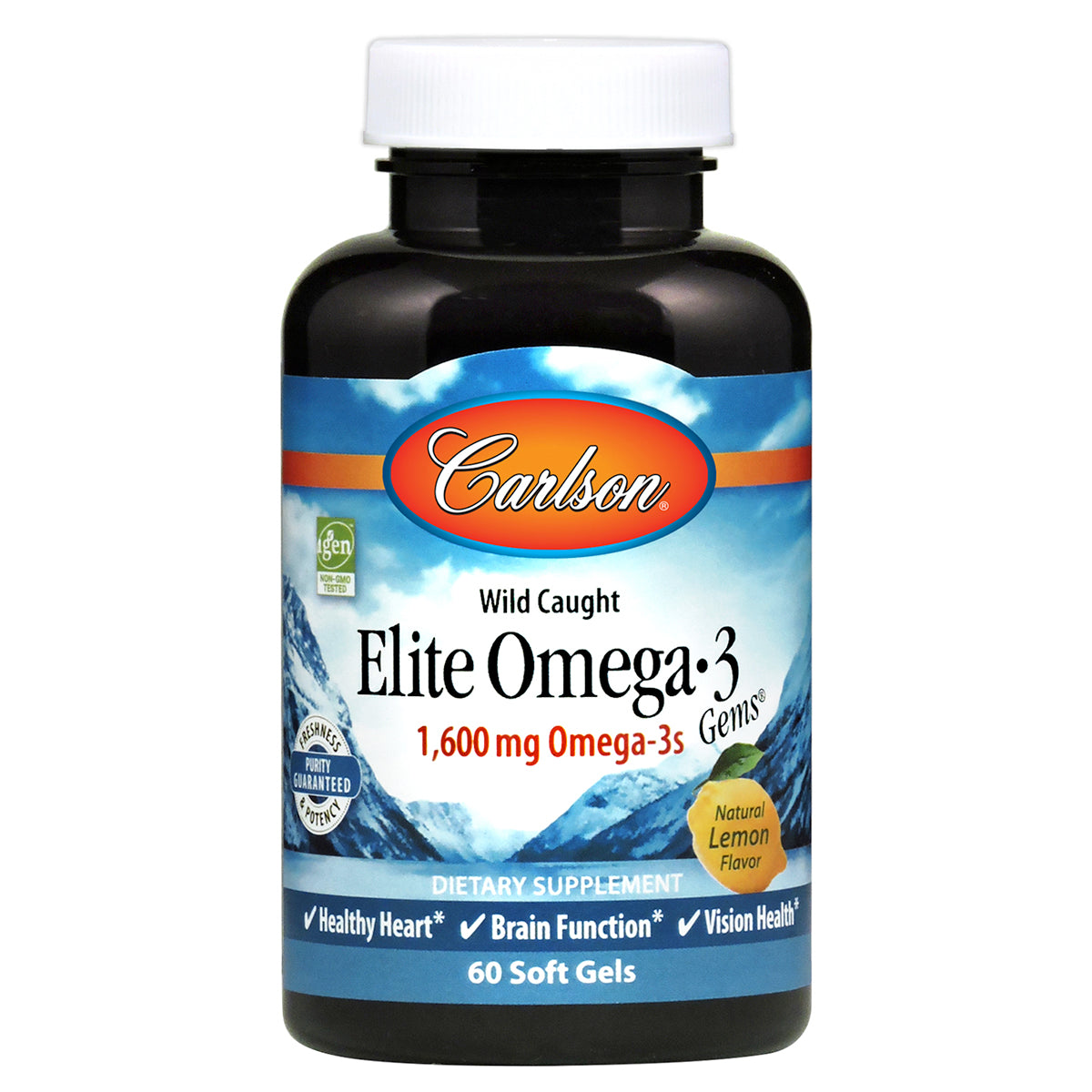 Carlson Labs Elite Omega-3 Gems Fish Oil 1250mg, 60 Softgels