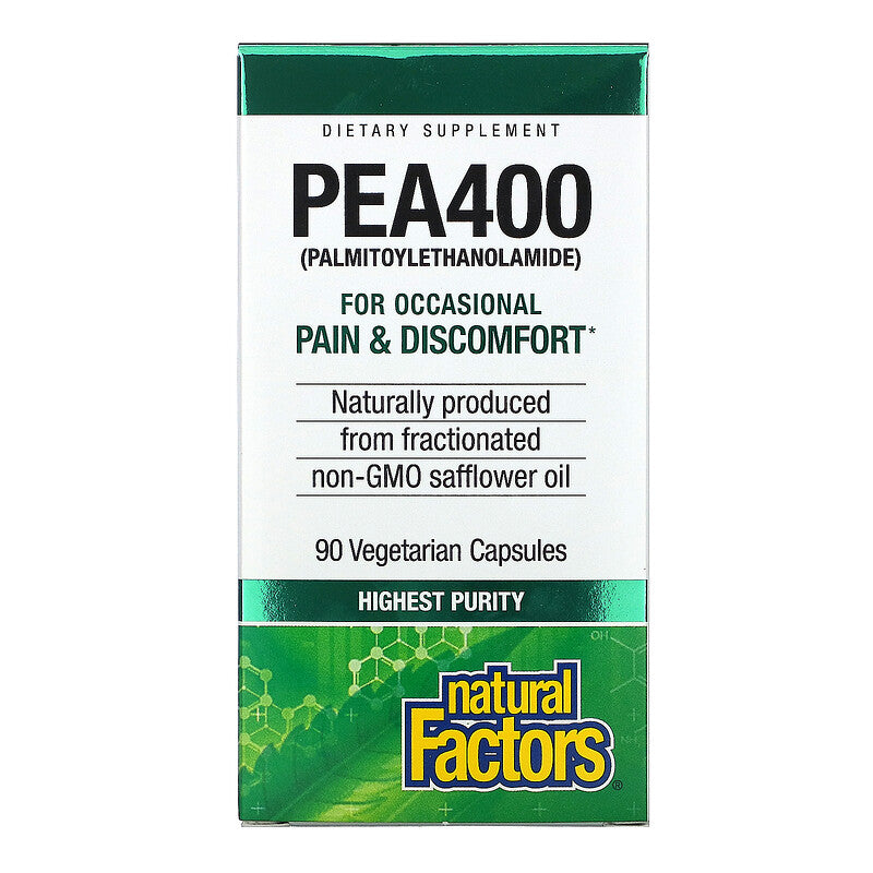 Natural Factors PEA400, Pure Palmitoylethanolamide for Relief, 90 Capsules