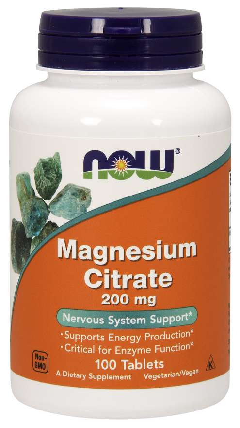 NOW Magnesium Citrate, 200 mg, 100 Tablets