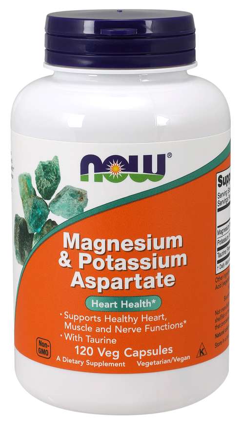 NOW Magnesium &amp; Potassium Aspartate, 120 Veg Capsules