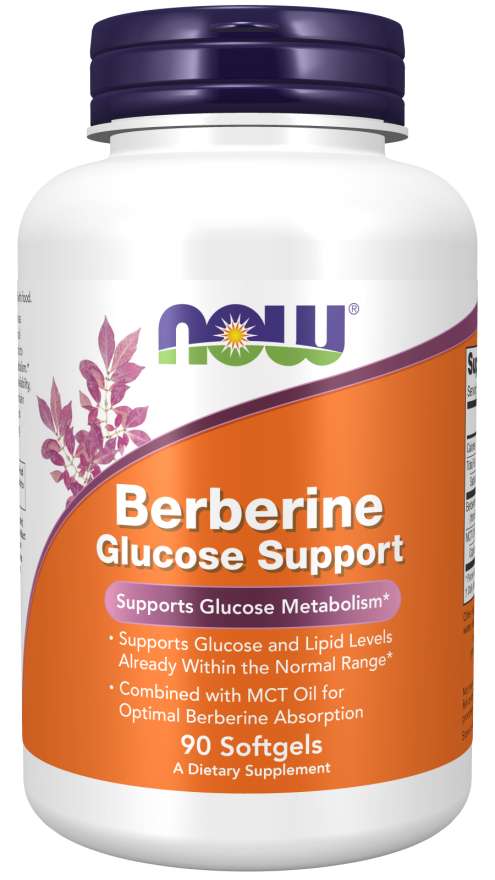 NOW Supplements, Berberine Glucose Support, Combined with MCT Oil for Optimal Berberine Absorption, 90 Softgels