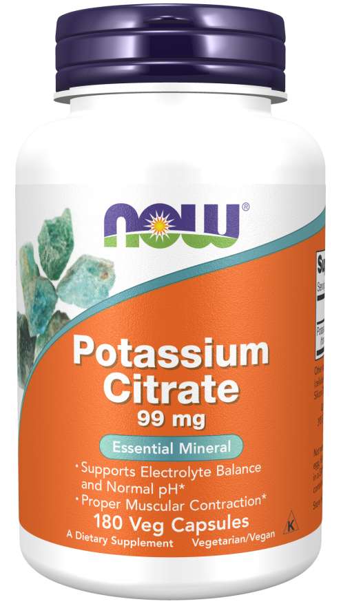 NOW Potassium Citrate, 99 mg, 180 Vegetable Capsules