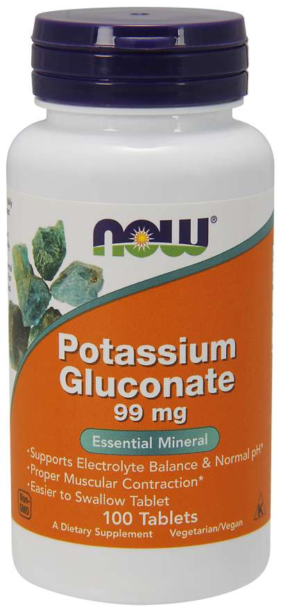 NOW Potassium Gluconate, 99 mg, 100 Tablets
