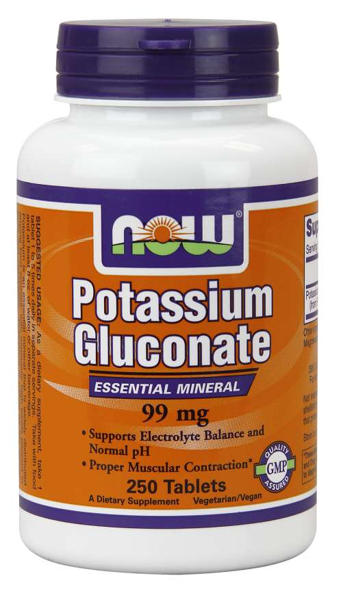 NOW Potassium Gluconate, 99 mg, 250 Tablets