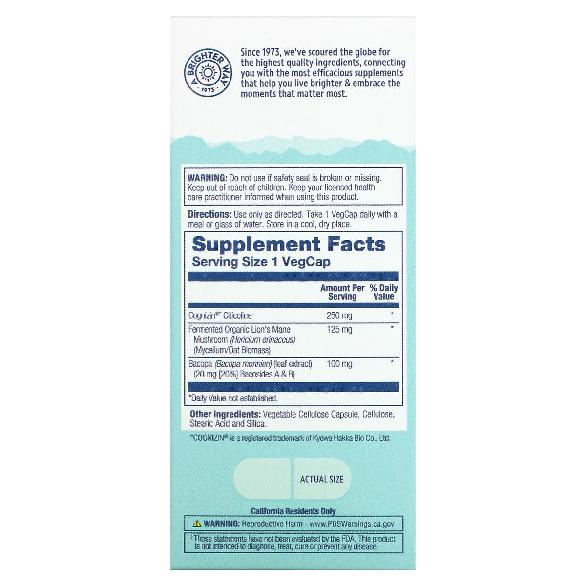 SOLARAY SharpMind Focus, Mental Alertness Nootropic Supplement, Memory Support, Each Capsule with Cognizin Citicoline, Vegan, 60 Day Money Guarantee, 30 Serv 30 Vegetarian Capsules Pills