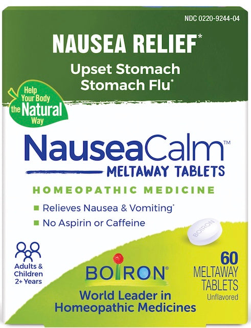 Boiron NauseaCalm Relief for Upset Stomach, Nausea, and Vomiting Due to Stomach Flu, Overindulgence, or Motion Sickness - Non-Drowsy - 60 Count