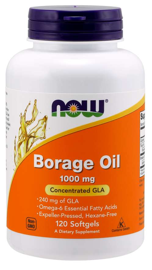 NOW Supplements, Borage Oil 1000 mg with 240mg of GLA (Gamma Linolenic Acid), 120 Softgels