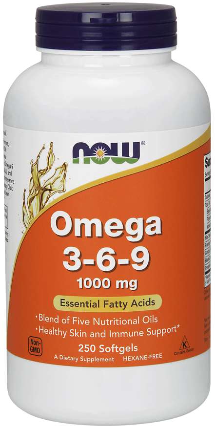 NOW Supplements, Omega 3-6-9 1000 mg with a blend of Flax Seed, Evening Primrose, Canola, Black Currant and Pumpkin Seed Oils, 250 Softgels