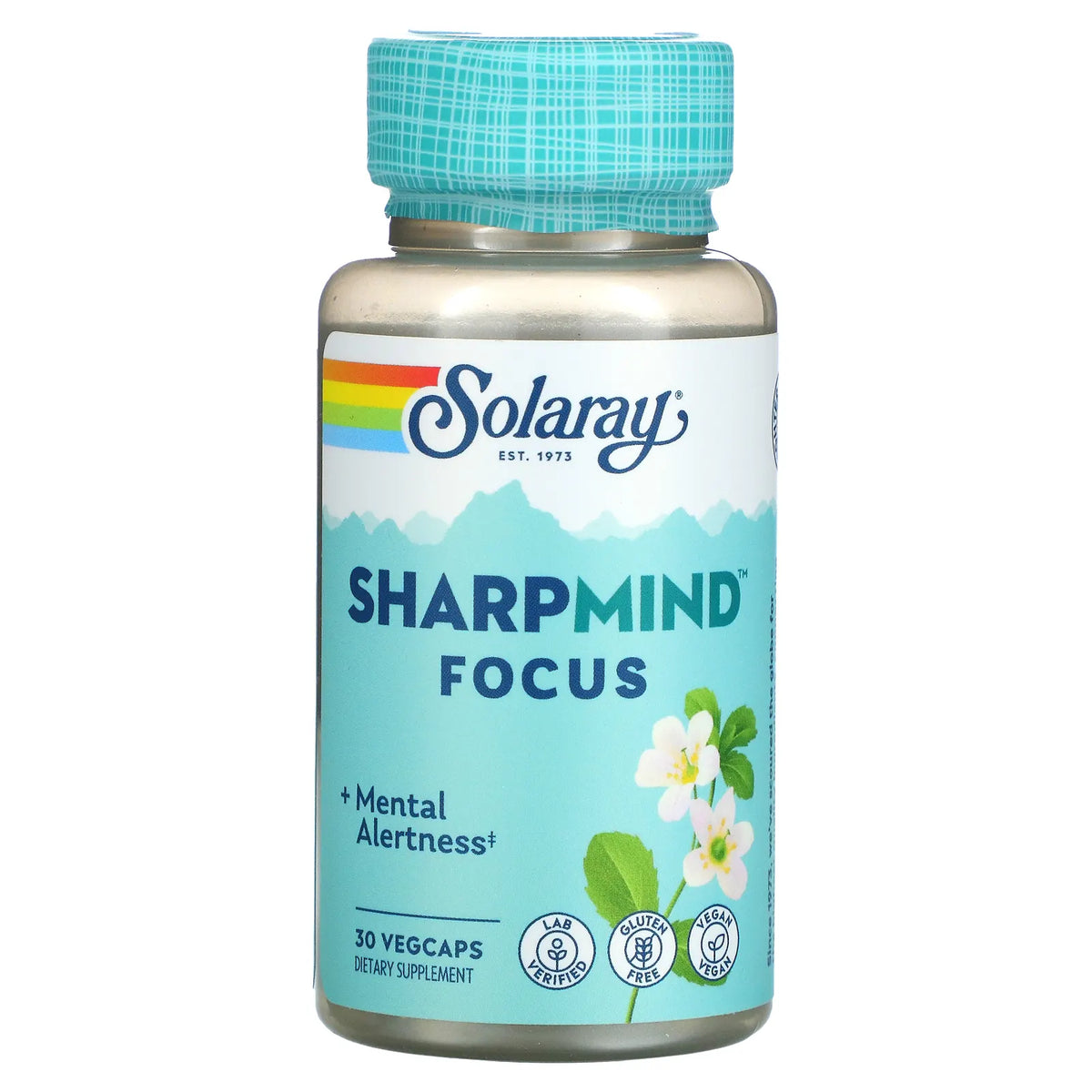 SOLARAY SharpMind Focus, Mental Alertness Nootropic Supplement, Memory Support, Each Capsule with Cognizin Citicoline, Vegan, 60 Day Money Guarantee, 30 Serv 30 Vegetarian Capsules Pills