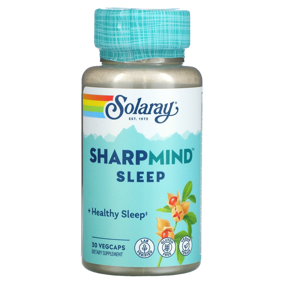 SOLARAY SharpMind Sleep, Nootropic Sleep Aid Formula, Nootropics Brain Support Supplement for a Calm Mood and Healthy Sleep with Slow Release Melatonin 3mg, 60 Day Guarantee, 30 Servings, 30 VegCaps