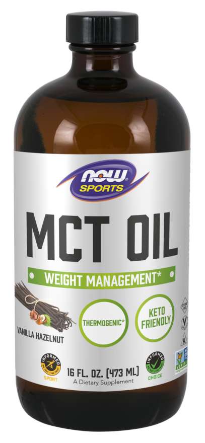 NOW Foods MCT Oil Vanilla Hazelnut, 16 fl oz