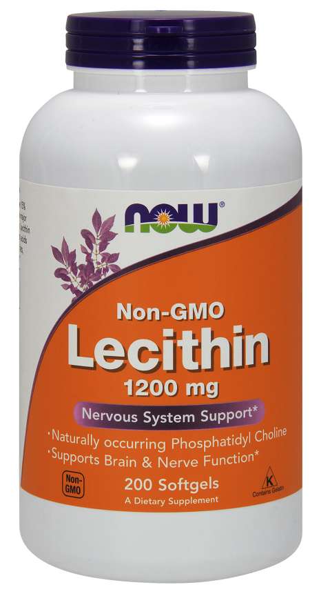 NOW Non-GMO Lecithin, 1200 mg, 200 Softgels