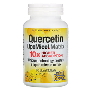 Natural Factors Quercetin LipoMicel Matrix, 250 mg, 60 Liquid Softgels