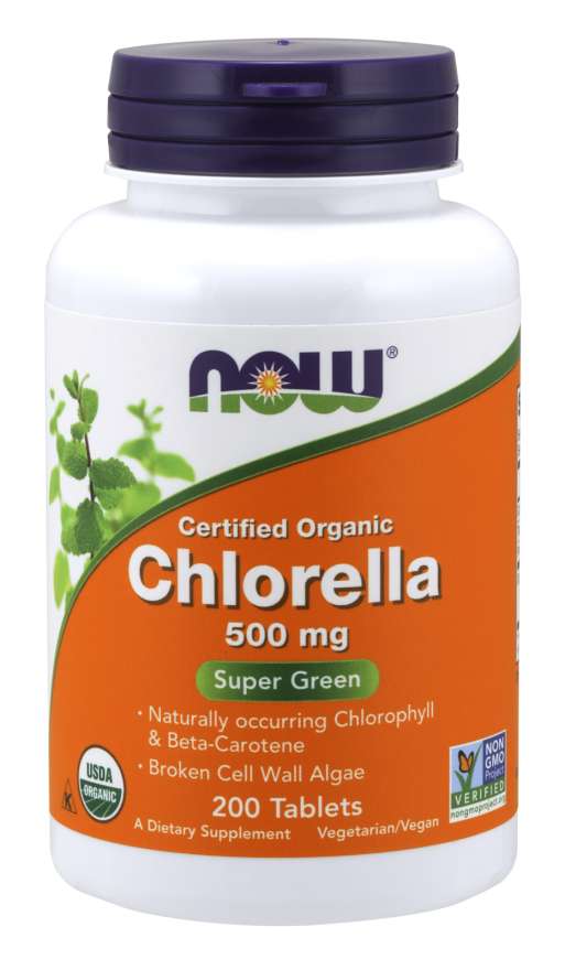 NOW Certified Organic Chlorella, 500 mg, 200 Tablets